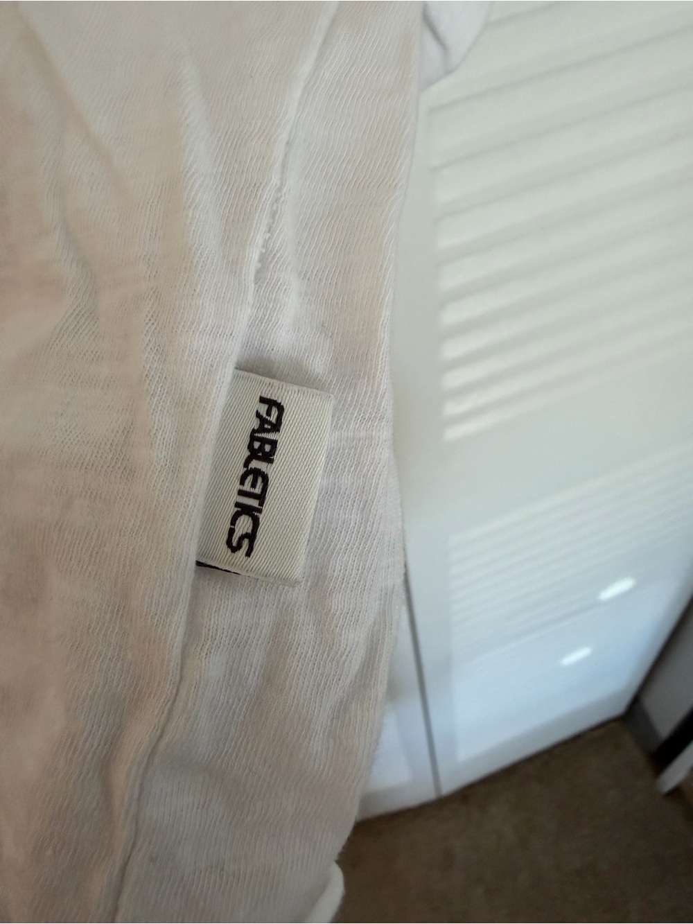 Fabletics White Crop Top with Black Neck Trim - Picture 3 of 5
